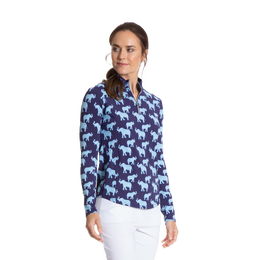 Elephant Print Sun Protection Quarter Zip Pull Over